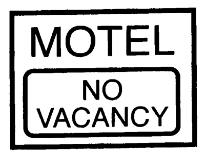 Neon-Like Signs (Assembled, For HO/O, Measures 1-1/8 x 1-5/8"  2.8 x 4cm) -- Motel No Vacancy (yellow)