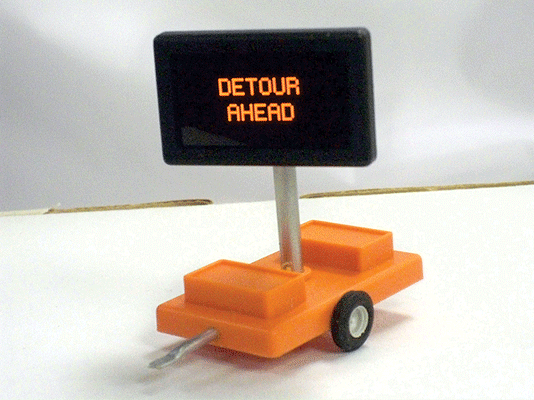 Mobile Highway Sign w/3v DC Transformer -- Detour Ahead
