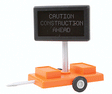 Mobile Highway Sign w/3v DC Transformer -- Caution Construction Ahead