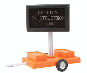 Mobile Highway Sign w/3v DC Transformer -- Caution Construction Ahead