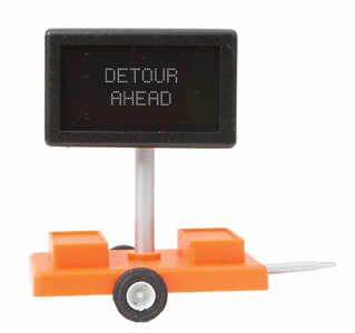 Mobile Highway Sign w/3v DC Transformer -- Detour Ahead