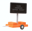 Mobile Highway Sign w/3v DC Transformer -- Road Narrows Merge Right