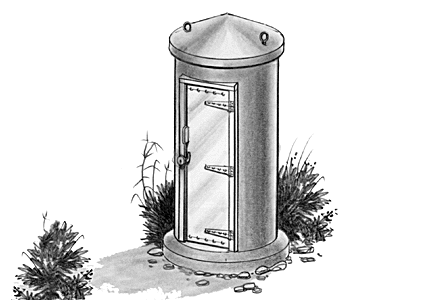 "Scrratch Stuff" -- Concrete Telephone Booth