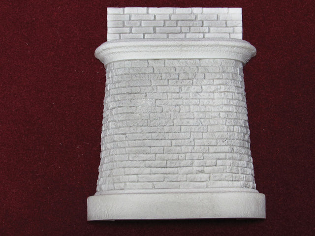 Bridge Abutment w/Separate Retaining Wall -- Quarry Dressed Granite w/Round Corners 5 x 5"  12.7 x 12.7cm, 4-1/2" Cap
