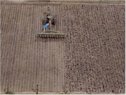 Plowed Field -- White with Gray/Black Highlights 8-1/2 x 5-1/2"  21.6 x 14cm-2