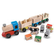 Wooden Farm Train -- Engine, 3 Cars, Accessories-1