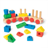 Stacking Train Toddler Toy -- Engine, 2 Cars, 15 Stacking Blocks-1