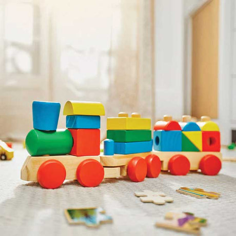 Stacking Train Toddler Toy -- Engine, 2 Cars, 15 Stacking Blocks-2