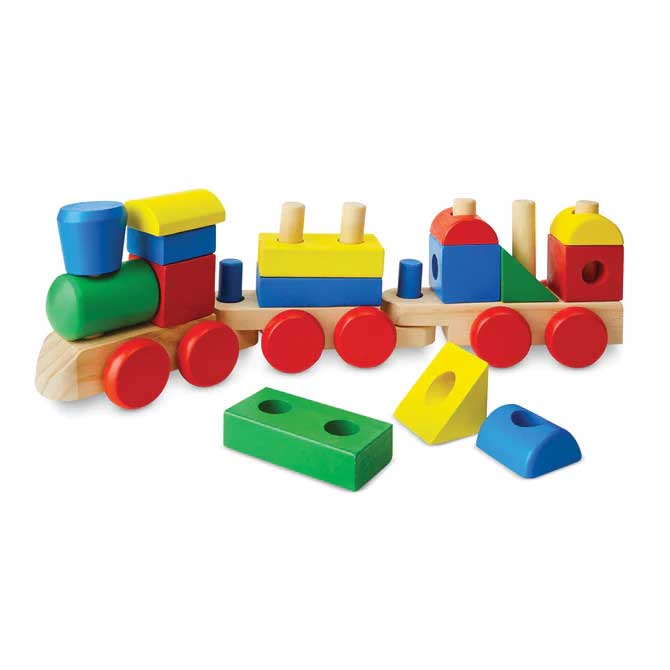 Stacking Train Toddler Toy -- Engine, 2 Cars, 15 Stacking Blocks-3