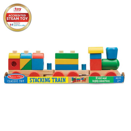 Stacking Train Toddler Toy -- Engine, 2 Cars, 15 Stacking Blocks-4
