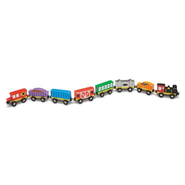 Wooden Train Car Set -- 8 Pieces in Wooden Box-1