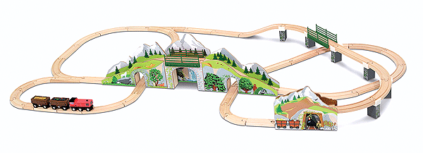 Mountain Tunnel Wooden Train Set