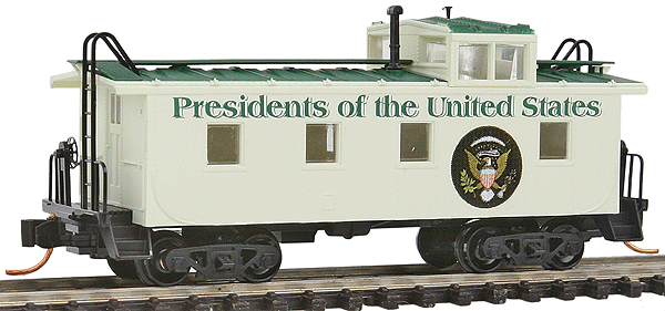 36' Riveted Steel Cupola Caboose - Ready to Run -- Presidential Series Caboose (yellow, green)