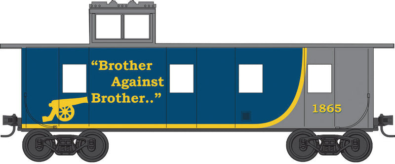 36' Riveted Steel Cupola Caboose - Ready to Run -- American Civil War Commemorative Scheme (blue, gray, yellow)