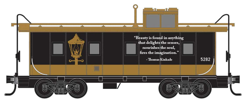 36' Riveted-Steel Cupola Caboose - Ready to Run -- Thomas Kinkade Series 5282 (black, gold)