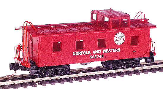 36' Riveted Steel Caboose w/Offset Cupola -- Norfolk & Western #562748 (red, white lettering)