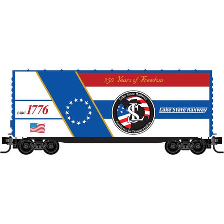 40' Smooth Side High-Cube Boxcar - Ready to Run -- Lake State Railway #1776 (Fantasy, red, white, blue)-1