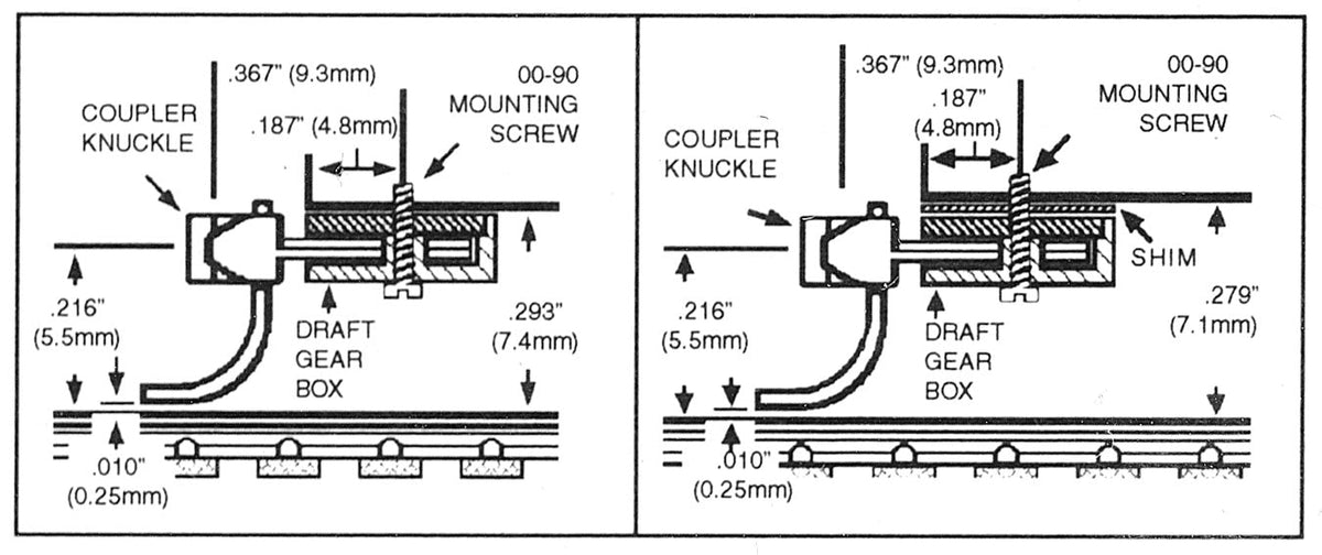 Kato Coupler Conversion -- Fits SD40 - Medium Shank - Assembled (brown) 2 Pair