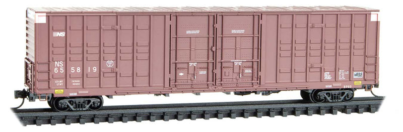 Berwick 60' Excess-Height Waffle-Side Double Plug-Door Boxcar - Ready to Run -- Norfolk Southern #655819 (Boxcar Red, Family Tree #7)