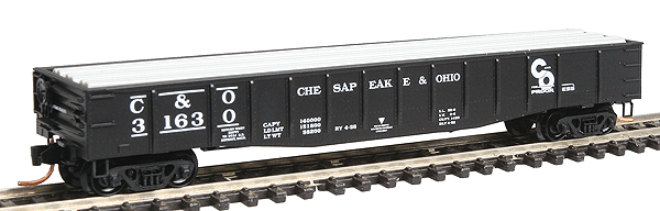 50' Steel Side Gondola -- Chesapeake & Ohio #31630 w/Steel Bar Load (black, white Lettering)