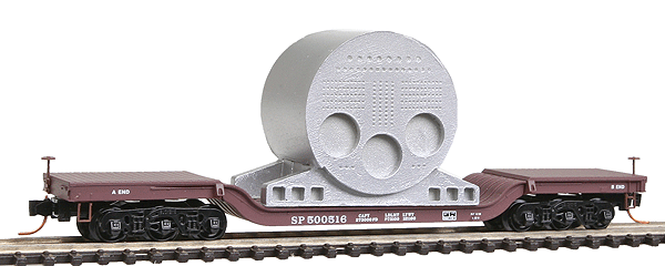 Heavyweight Depressed Center Flatcar w/Marine Boiler Load -- Southern Pacific #500516 (Boxcar Red, white Lettering)