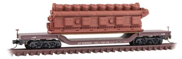 Heavyweight 6-Axle Depressed-Center Flatcar, Marine Motor Load - Ready to Ru -- Southern Pacific 500501 (Boxcar Red)