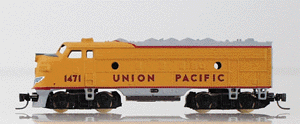 Diesel EMD F7 Dummy w/Blomberg Truck w/Magne-Matic Couplers -- Union Pacific #1471 (UP Harbor Mist Gray, Armor Yellow w/Red Edging)