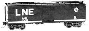 40' Single Door Boxcar -- Lehigh & New England (black, white lower band & lettering)