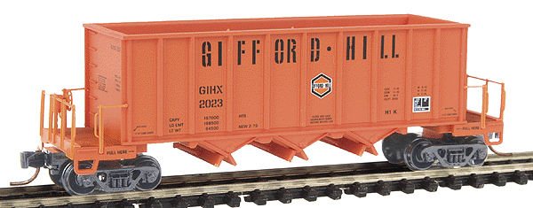 3-Bay Ortner Rapid Discharge Hopper -- Gifford-Hill #2023 (Orange and Black Logo, Black Lettering)