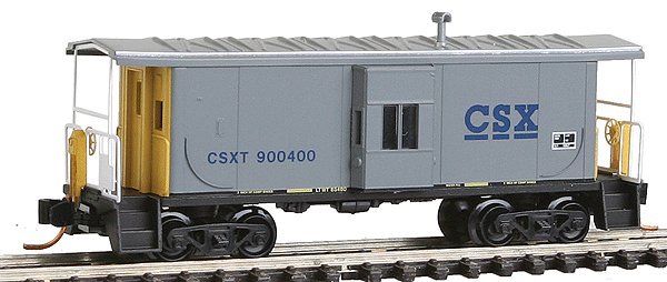 Bay Window Steel Caboose - Ready to Run -- CSX #900400 (CSX Blue, gray, Aluminum Roof, yellow Ends, blue Herald)