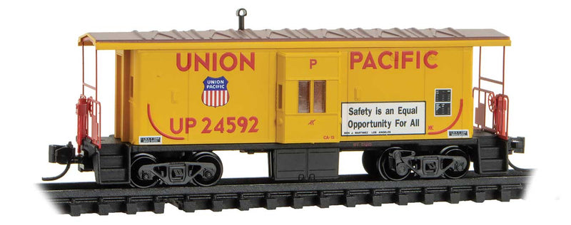 Steel Bay Window Caboose - Ready to Run -- Union Pacific #24592 (Armour Yellow, red, Safety Opportunity Safety Slogan)