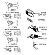 Truck Mount Couplers -- "T" Shank .225"  .57cm (Short) 2 Pairs-2