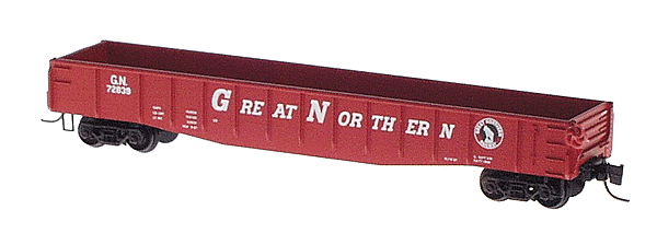 50' Pullman Standard Gondola Fishbelly Sides Drop Ends Magne-Matic Coupler -- Great Northern #72839 (Hopper Red, white lettering, black & white herald)