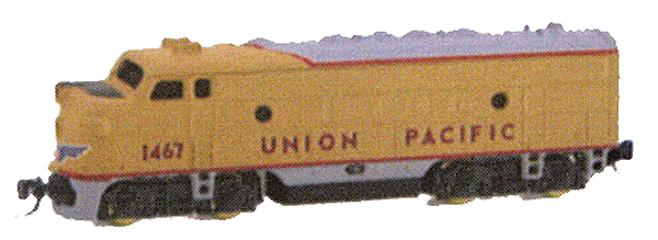 Diesel EMD F7A Powered w/Magne-Matic Couplers -- Union Pacific #1467 (Yellow w/Red and Gray Highlights/Red Lettering)