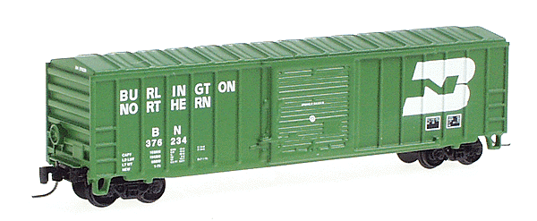 50' Rib Side Single Door Boxcar w/Magne-Matic Coupler -- Burlington Northern #376234 (BN Green, whitelettering & herald)