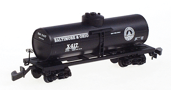 39' Single Dome Tank Car w/Marklin Couplers -- Baltimore & Ohio #417  (black, white lettering & herald)