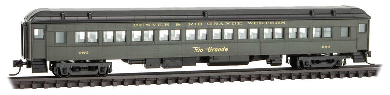 Pullman Heavyweight B&O Plan 2882-B Paired-Window Coach - Ready to Run -- Denver & Rio Grande Western 980 (Pullman Green, black, Flying Grande Logo)