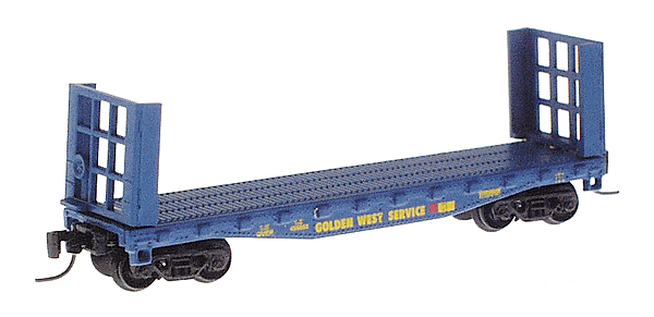 40' Bulkhead Flatcar Magne-Matic Coupler -- Golden West Service #459003 (Blue w/Yellow Lettering Red/Yellow Logo)