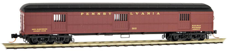 ACF 70' Heavyweight Horse & Express Baggage Car - Ready to Run -- Pennsylvania Railroad #5801 (Tuscan, black)