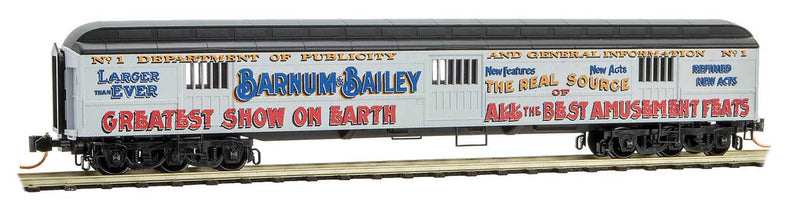 ACF 70' Heavyweight Horse & Express Baggage Car - Ready to Run -- Ringling Bros. #1 (white, red, blue, gold; Advertising Car #6)