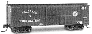 30' Single Door Boxcar Nn3 -- Colorado & Northwestern #1028 (Boxcar Red, white lettering)