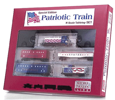 Trainset Diesel Freight Patriotic w/Life-Like SW9 Switcher -- United States of America w/3 Cars & Caboose (red, white, blue)