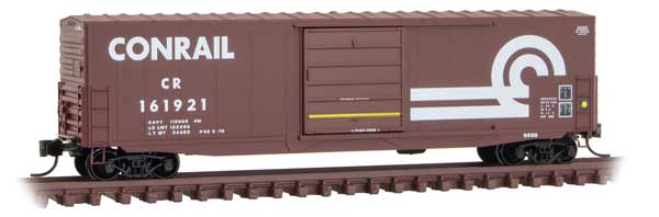 50' Boxcar with 10' Door, No Roofwalk, Short Ladders - Ready to Run -- Conrail 161921 (Boxcar Red, white, Large Logo)