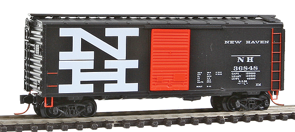 40' Single-Door Boxcar - Ready to Run -- New Haven #36848 (black, orange door, white herald & lettering)