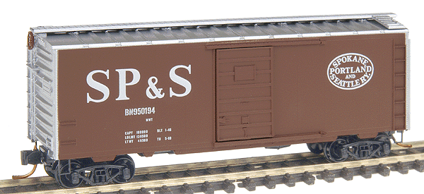 40' Single-Door Boxcar - Ready to Run -- Spokane, Portland & Seattle/BN #950194 (Aluminum w/Boxcar Red Sides)
