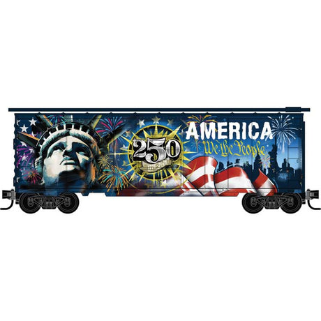 40' Single-Door Boxcar - Ready to Run -- Liberty 250 America Graphics-1
