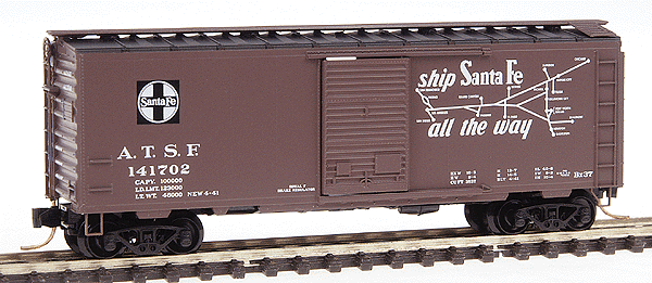 40' Standard Boxcar w/Single Youngstown Door -- ATSF #141702 (ATSF Brown "The Grande Canyon" slogan)