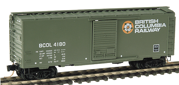 40' Standard Boxcar w/Single Youngstown Door -- British Columbia Railway #4180 (green w/flower herald, white lettering)