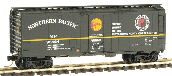 40' Plug-Door Boxcar - Ready to Run -- Northern Pacific #98522 (green, yellow, North Coast Limited Slogan)