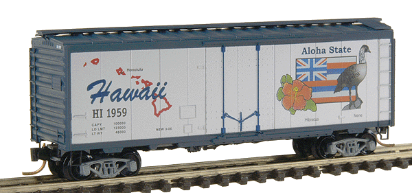 50 State Car Series 40' Plug-Door Boxcar (Aluminum, dark blue) -- Hawaii #1959 - #35 in Series